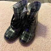 Dirty laundry plastic jelly plaid combat lace up boot 7