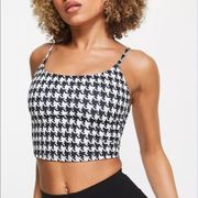 NEW ONZIE BELLE CAMI HOUNDSTOOTH YOGA CROP TOP SZ S/M