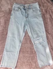 Straight Leg Distressed Jeans