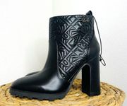 Karl Lagerfeld Paris Booties Petria Logo Quilted Square Toe Black Heeled Ankle