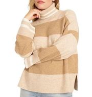 J. Crew Striped Turtleneck Sweater Supersoft Yarn Heather Linen Camel NWT