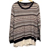 TOMMY Hilfiger Pullover Sweater Faux Layered Hem xl polyester acrylic