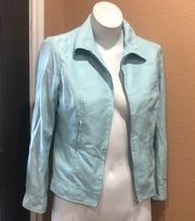 Moschino Aeffe light blue full zip silk jacket