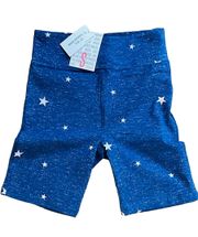 Adult Small Biker Shorts • Heathered Blue With White Stars • NWT