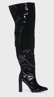 Dolls Kill Knee High Black Leather Boots