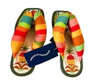 Farm Rio NEW  Pineapple Tropical Multicolor Vegan Thong Puffy Sandals Sz 7