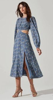 The Label Floral Tie Back Cut Out Midi Dress