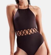 AMAZING BROWN  ONE PIECE CUT OUT BATHING SUIT