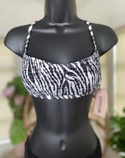 Zebra Bandeau Bikini Top Black/White Women's Size US 8 NWT