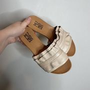 Miz Mooz Alena Leather Ruffle Sandals Nude Size 6