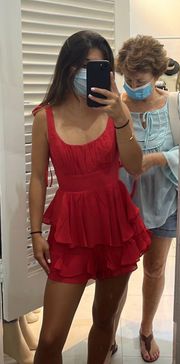 red mini romper