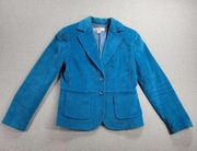 Petite Sophisticate Womens Blazer 2 Blue Velour Jacket Cropped Stretch Pockets