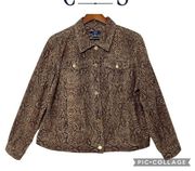 Chaps women brown beige sneak print jean jacket plus size 2X