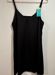 NWT Vintage Vanity Fair Black Opaque Midi Slip Dress V-neck Size 36 Made in USA