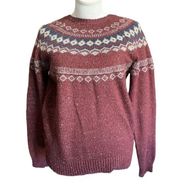 WEATHERPROOF Vintage Nordic Sweater women's small maroon and grey