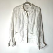 Charter Club White Linen Blazer Jacket Size Large