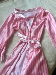 Pink and White Striped Robe