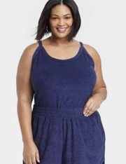 Ava & Viv Women's Plus Size Dark Blue Loop Terry Tank Top 1X