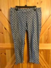 Outback Red Womens Crop Capri Pants Sz. 12 100% Cotton Blue Black Polka-Dot Prin