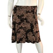 Brown Rose Print Skirt