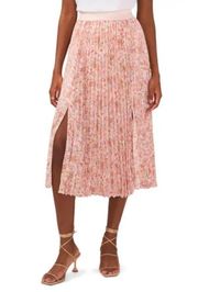 💕NORDSTROM HALOGEN💕 Double Slit Pleated Midi Skirt ~ Pink Dogwood Large L NWT