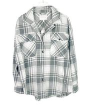 NWT Ashley by 26 International Plaid Shacket Buttondown Gray Size Large L D2240