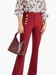 DEREK LAM 10 CROSBY Buton-embellished cotton-blend twill flared pants Brick 6