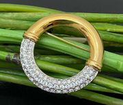 Retired SWAROVSKI Swan Signed Clear Crystal Gold-tone Circle Wreath Brooch