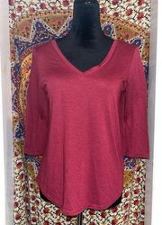 American Eagle  Outfitters Maroon 3/4 Sleeve T-Shirt