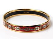 Hermes Cloisonné Red Multicolor Enamel Bangle Bracelet