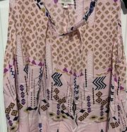 VELZERA Pink Floral Boho Sleeveless Tunic Top in medium