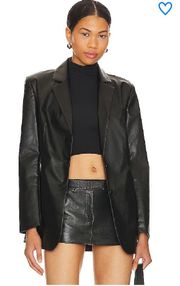 Marissa Blazer in Black Faux Leather