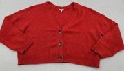 BP. Nordstrom Button Front Knit Crop Cardigan Heather Red Plus Size 1X