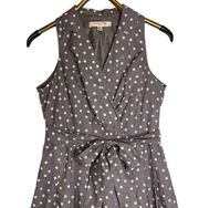 Evan Picone Size 8 Gray Polka Dot Retro Dress Sleeveless Belted Lined Side Zip