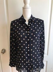 Valerie Stevens Pure Silk Polka Dot Button Down Size 4