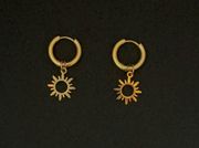 18K Gold Plated Sun Dangle Drop Earrings for Women