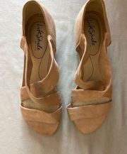 Lifestride Soft System Tan Wedge Platform Sandals Size 9.5