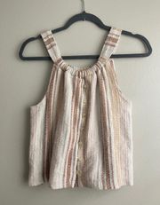 Texture & Thread Button-Front Swing Tank in Cates Stripe