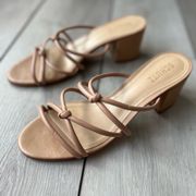 Princey Strappy Leather Sandal Low Block Heel NWOB 8.5