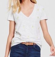 Merona lemon embroidered tee