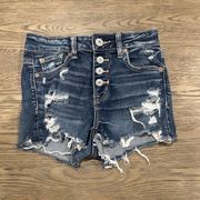 American Eagle  Shorts Women Size 0 Hi Rise Shortie Distressed Button Fly