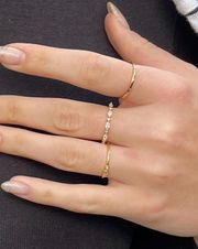 Sterling Silver Gold Plated  Diamond Dainty Ring