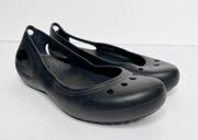 New Crocs Kadee Black Rubber Ballet Flats Size 7 Women’s