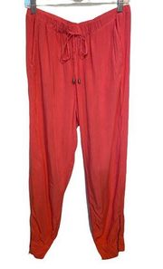 Splendid ankle zip coral tie waist large joggers.