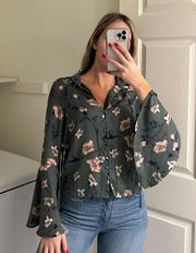 Green Floral Top