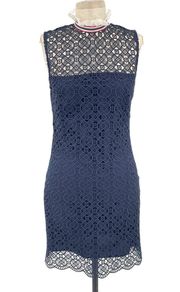 Sandro Dovera Lace Mini Dress In Navy Blue Size 34 / US 0