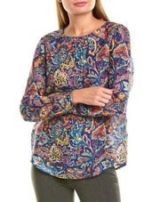 J. McLaughlin Lorinda Garden Paisley Silk Blend Blouse