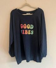 Wild Fox XL Crew Neck Good Vibes Colorful Blue Sweater