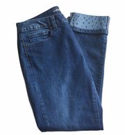 Micheal Kors Izzy Skinny Jewel Cuffed Jeans, Blue, 6