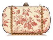 Gucci Linen Herbarium Cherry Blossom Print Broadway Box Chain Clutch Bag